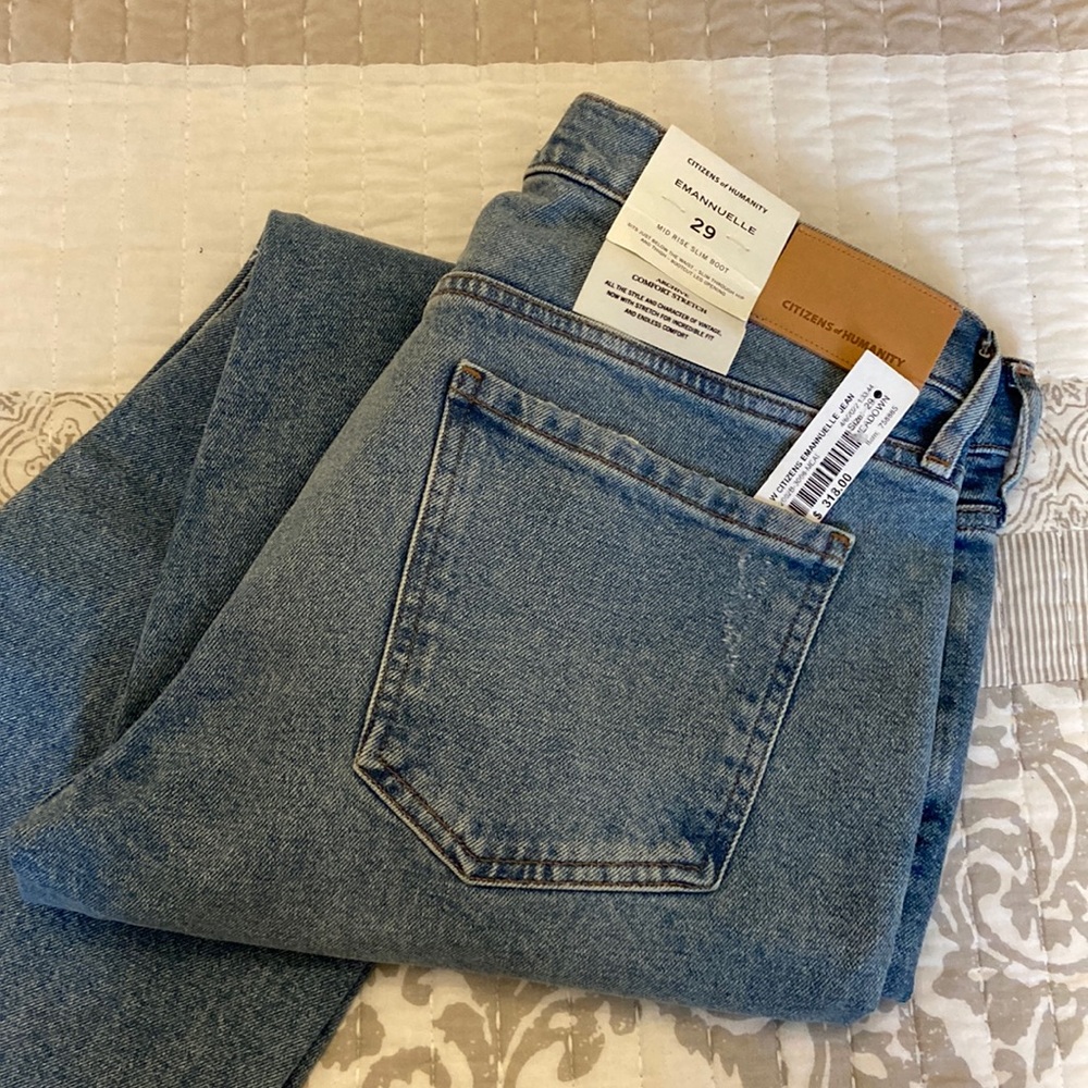 Mid-rise bootcut distressed jeans, Citizens of Humanity, NWT